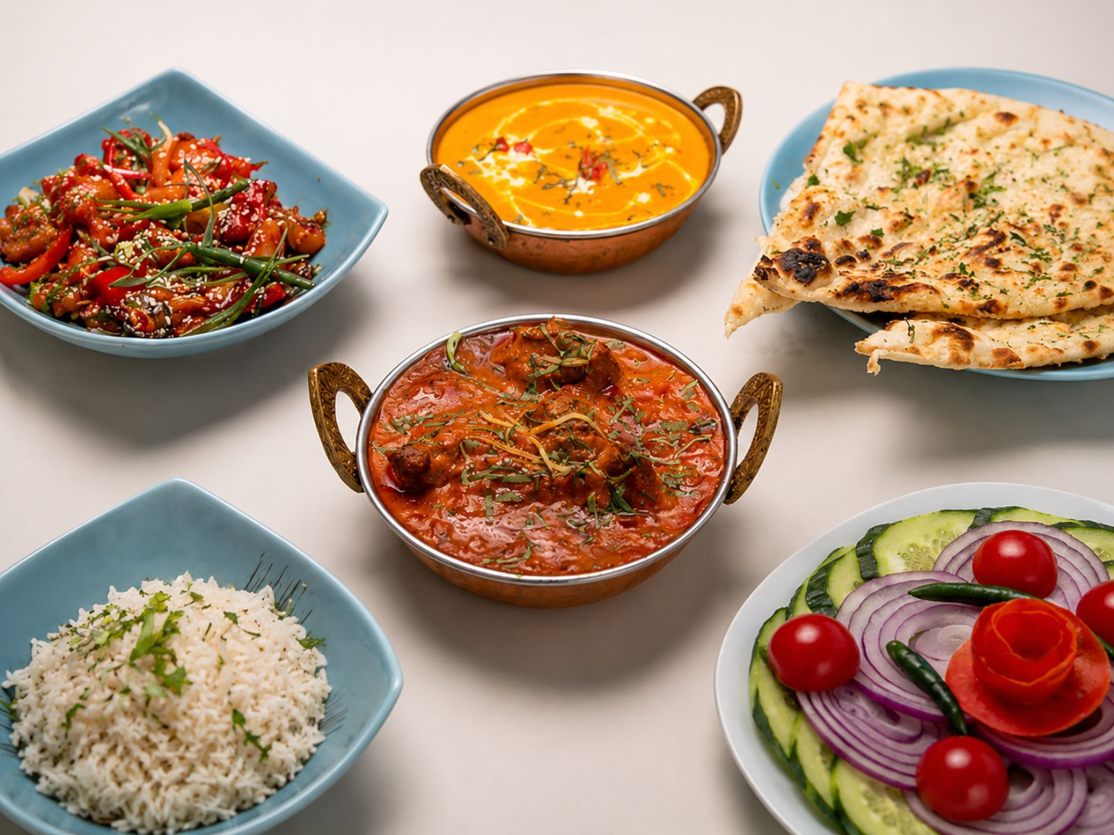Traditional Indian curry served with naan