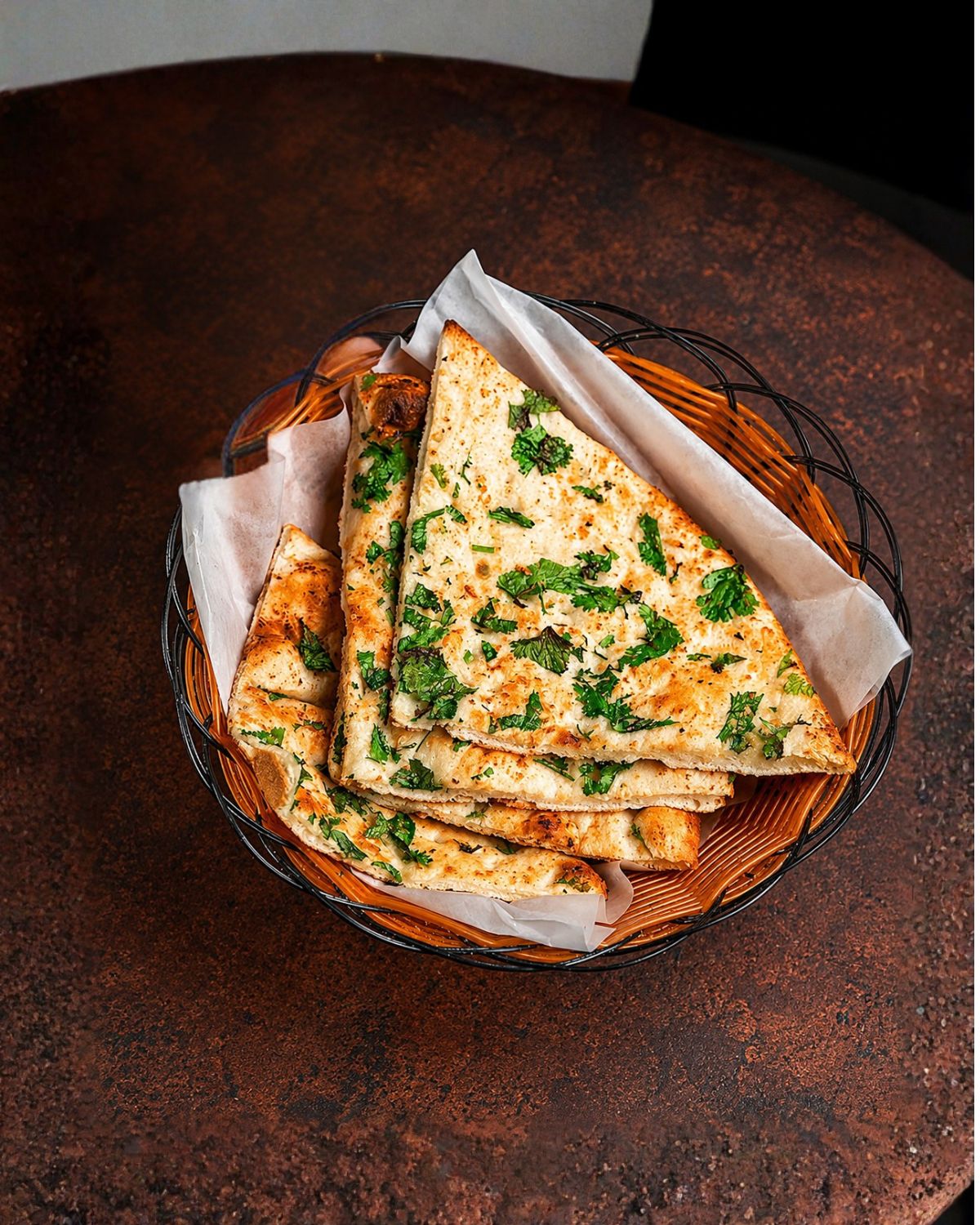 Fresh Indian naan and curry